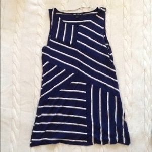 cable & gauge Navy Top White & Grey Stripes sz M